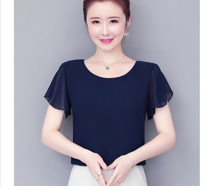 Áo Kiểu Cổ Tròn Tay Ngắn Cánh Rộng - Vải Tằm Ý Mềm Rũ Không Nhăn | Lazada.Vn