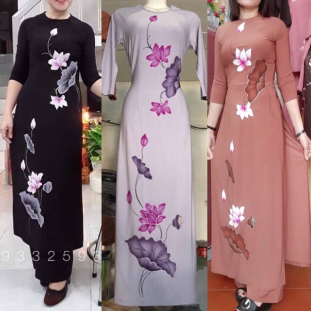 Áo Lam # Áo Dài Đi Chùa Vải Thun Hoa Sen In Giá Rẻ Bất Ngờ | Shopee Việt Nam