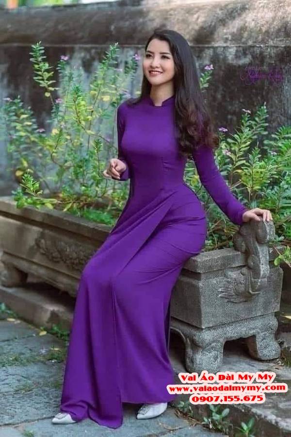 Vải Áo Dài Tím Huế Nhẹ Nhàng Kiểu Mới Ad Tron Timhue - Vải Áo Dài Trung Hiếu