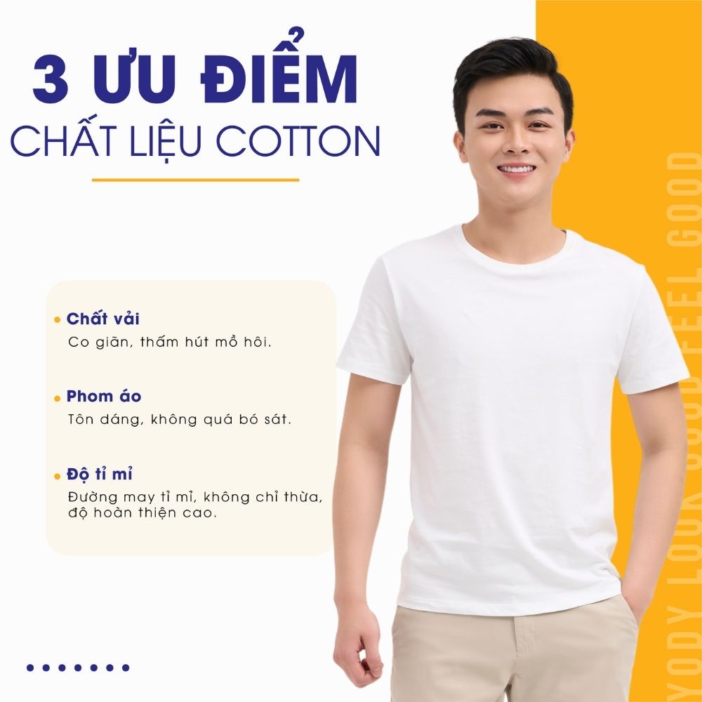 Áo Thun Yody Nam Cổ Tròn Dáng Basic Áo Phông Cotton Mềm Mại Thấm Hút Mồ Hôi  Tsm5289