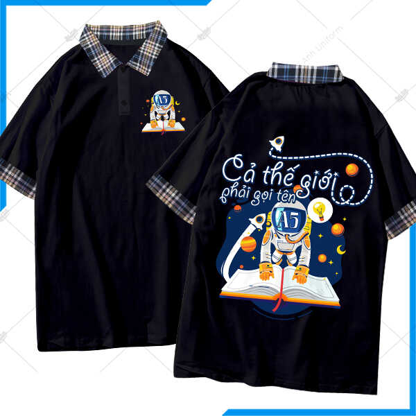 Áo Lớp Poka Màu Đen Cổ Yolo A5 - Đồng Phục Hải Anh