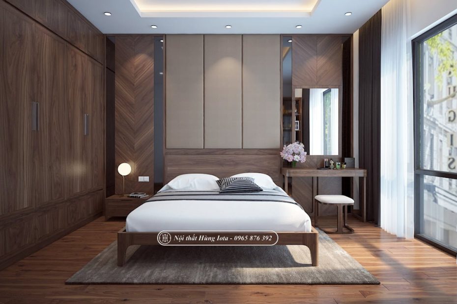 Giường Ngủ Gỗ Óc Chó Đơn Giản Cho Chung Cư Cao Cấp, Biệt Thự Gn07