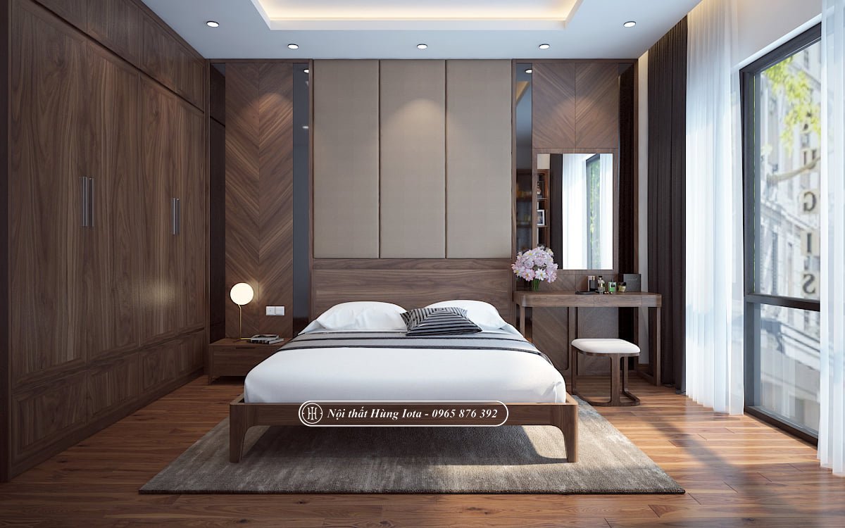 Giường Ngủ Gỗ Óc Chó Đơn Giản Cho Chung Cư Cao Cấp, Biệt Thự Gn07