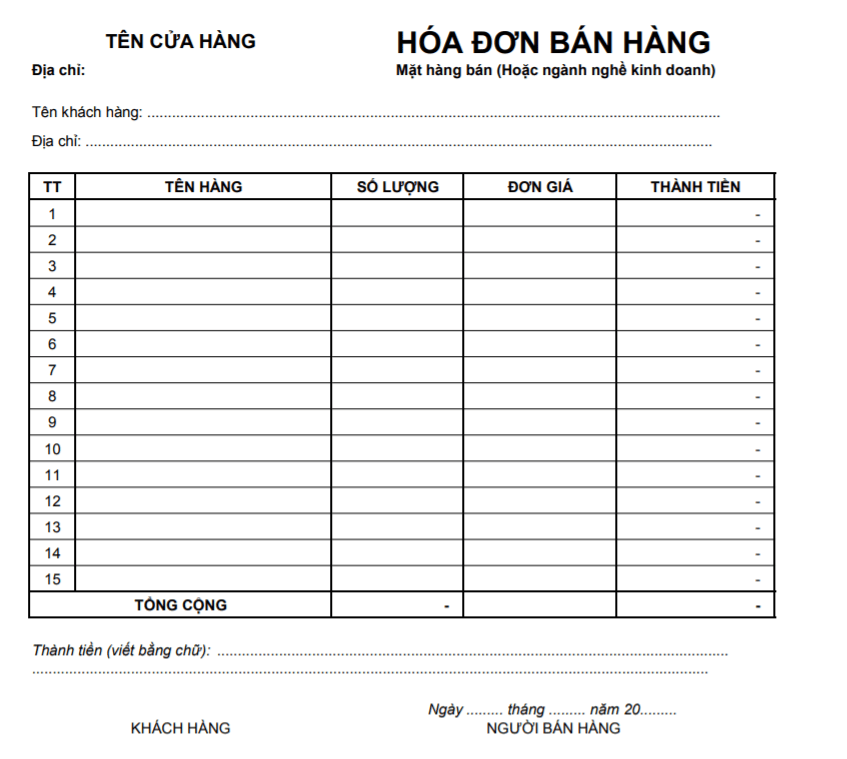 Top 5+ Mẫu Hóa Đơn Bán Lẻ, Tải Về Bản Exel Pdf Miễn Phí
