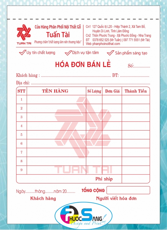 Mẫu Hóa Đơn Ngành Nội Thất Gỗ Đẹp Giá Rẻ