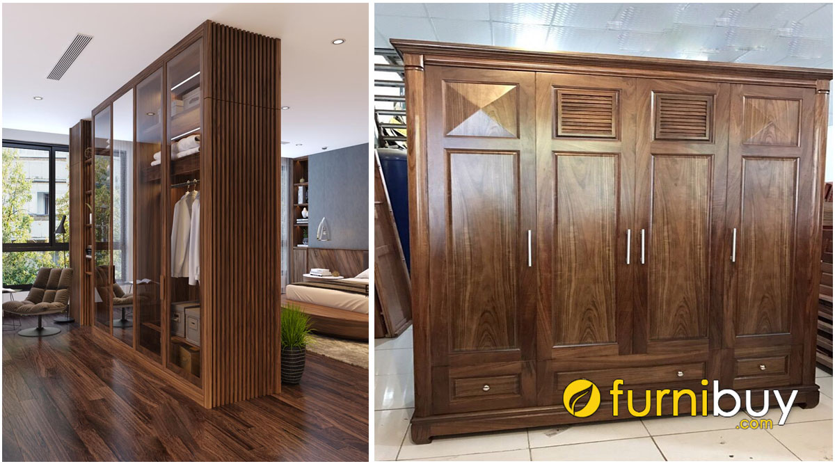 Tủ Quần Áo Gỗ Óc Chó Hiện Đại - Báo Giá Thị Trường | Nội Thất Furnibuy